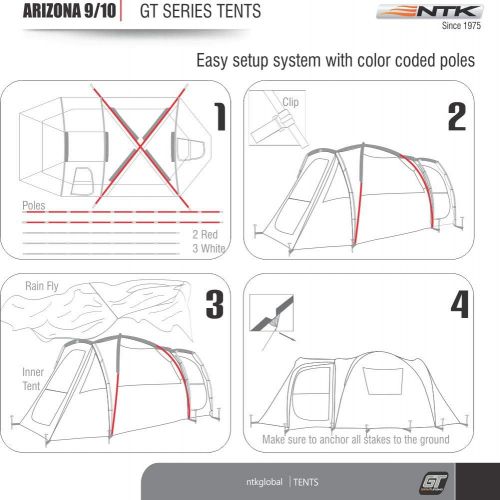  NTK Arizona GT 9 to 10 Person 17.4 by 8 Foot Sport Camping Tent 100% Waterproof 2500mm Tent