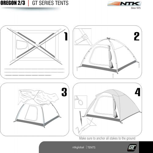  NTK Oregon GT 2 to 3 Person 5 by 7 Foot Outdoor Dome Family Camping Tent 100% Waterproof 2500mm, Easy Assembly, Durable Fabric Full Coverage Rainfly, Micro Mosquito Mesh