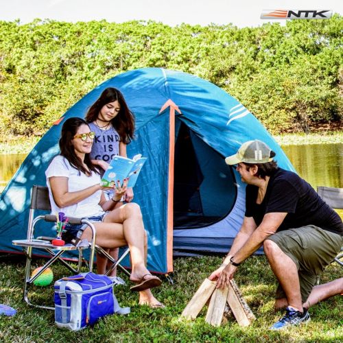  NTK Colorado GT 3 to 4 Person Outdoor Dome Family Camping Tent 100% Waterproof 2500mm, Easy Assembly, Durable Fabric Full Coverage Rainfly - Micro Mosquito Mesh, Size 6.7 x 11.5 x