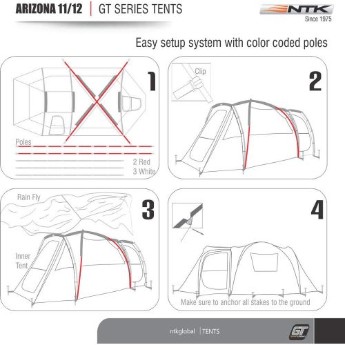  NTK Super Arizona GT up to 12 Person 20.6 by 10.2 by 6.9 Height Foot Sport Family XL Camping Tent 100% Waterproof 2500mm