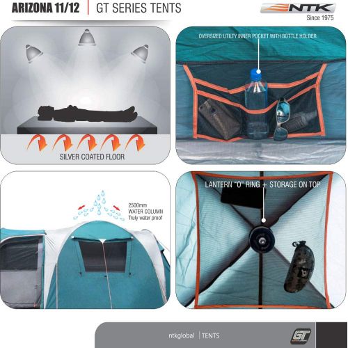  NTK Super Arizona GT up to 12 Person 20.6 by 10.2 by 6.9 Height Foot Sport Family XL Camping Tent 100% Waterproof 2500mm