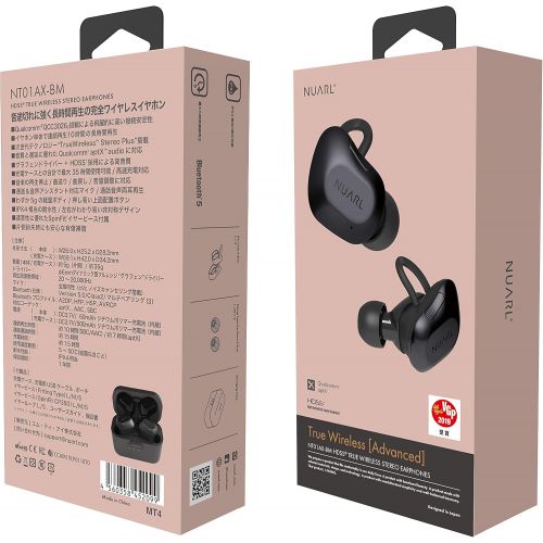  NUARL True Wireless Stereo Earphones Earbuds Sound Bluetooth 5 HDSS IPX4 10 hrs Playback with Microphone NT01AX-BM(BlackMetallic)