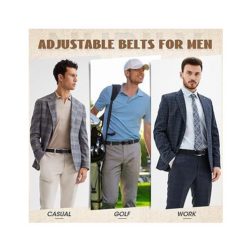  NUBILY Mens Belt Ratchet Leather Belts for Men Adjustable 1 3/8