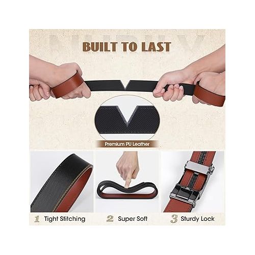  NUBILY Mens Belt Ratchet Leather Belts for Men Adjustable 1 3/8
