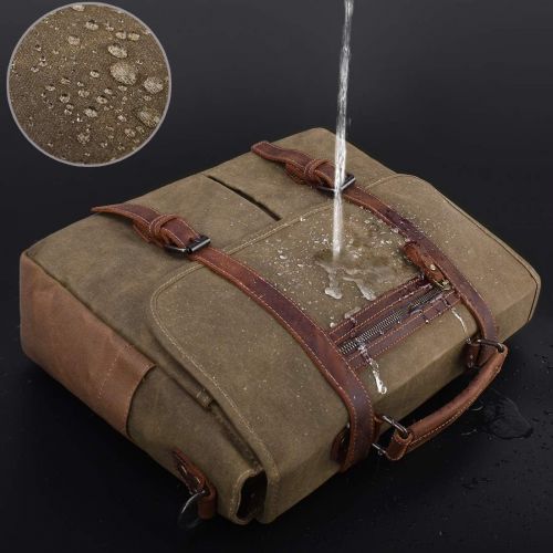  [아마존 핫딜]  [아마존핫딜]NUBILY Mens Messenger Bag 15.6 Inch Waterproof Vintage Waxed Canvas Messenger Bag Computer Laptop Briefcase Satchel Shoulder Bag (Khaki)