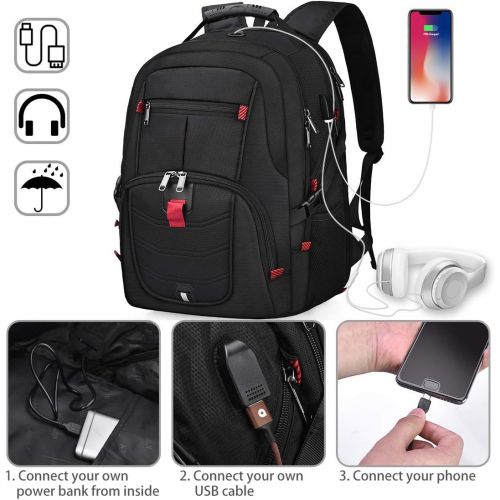  [아마존핫딜][아마존 핫딜] NUBILY Laptop Backpack 17 Inch Waterproof Extra Large TSA Travel Backpack Anti Theft College School Business Mens Backpacks with USB Charging Port 17.3 Gaming Computer Backpack for Women