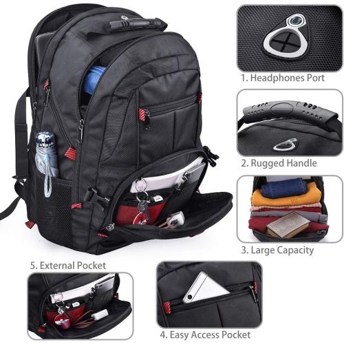  [아마존베스트]NUBILY Laptop Backpack 17 Inch Waterproof Extra Large TSA Travel Backpack Anti Theft College School Business Mens Backpacks with USB Charging Port 17.3 Gaming Computer Backpack for Women