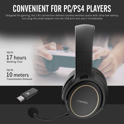  [아마존베스트]NUBWO 2.4G Wireless Gaming Headset for PC PS4 PS5 with Detachable Noise Cancelling Microphone Gaming Headphones for Laptop Mac with LED Light