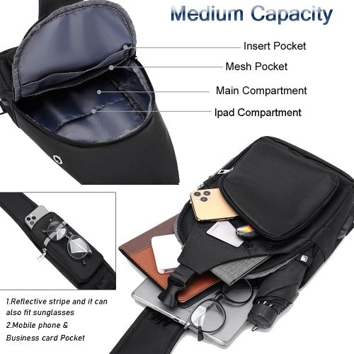  NUFR Sling Bag Crossbody Backpack for Women Men Waterproof Chest Shoulder Bag Daypack for Hiking Walking Travel USB Charger Port