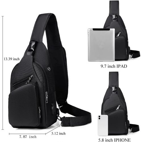  NUFR Sling Bag Crossbody Backpack for Women Men Waterproof Chest Shoulder Bag Daypack for Hiking Walking Travel USB Charger Port