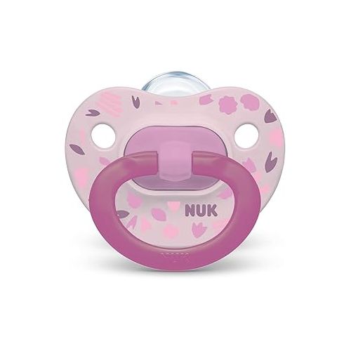 누크 NUK Orthodontic Pacifier Value Pack, Girl, 0-6 Months, 3 Count(Pack of 1)