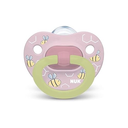 누크 NUK Orthodontic Pacifier Value Pack, Girl, 0-6 Months, 3 Count(Pack of 1)