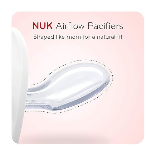 누크 NUK Airflow Glow-in-The-Dark Pacifiers, 6-18 Months, 2 Pack