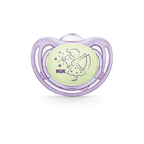 누크 NUK Airflow Glow-in-The-Dark Pacifiers, 0-6 Months, 2 Pack