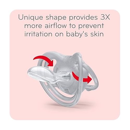 누크 NUK Airflow Glow-in-The-Dark Pacifiers, 6-18 Months, 2 Pack