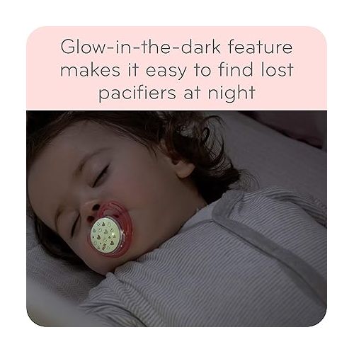 누크 NUK Airflow Glow-in-The-Dark Pacifiers, 6-18 Months, 2 Pack