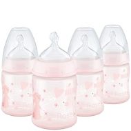 NUK Smooth Flow Anti Colic Baby Bottle, 5 oz, 4 Pack, Pink Bunnies,4 Count (Pack of 1)