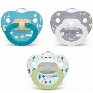 NUK Orthodontic Pacifier Value Pack, Boy&Girl,0-6 Months, 3-Pack (Star) (Glows in The Dark)