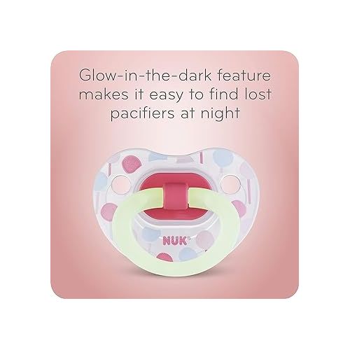 누크 NUK Orthodontic Pacifier Value Pack, Boy&Girl,0-6 Months, 3-Pack (Star) (Glows in The Dark)