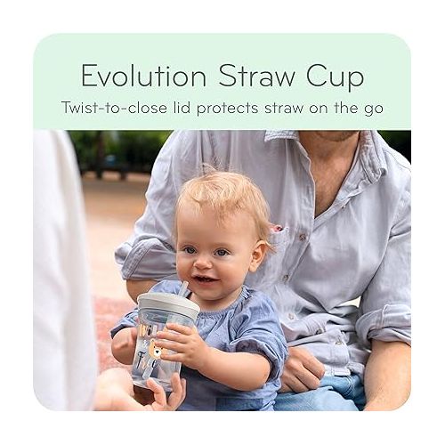 누크 NUK Evolution Straw Cup, 8 oz,2 Count (Pack of 1), Colors may vary