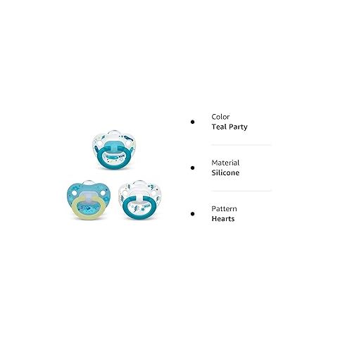 누크 NUK Orthodontic Pacifier Value Pack, Boy, 6-18 Months, 3-Pack