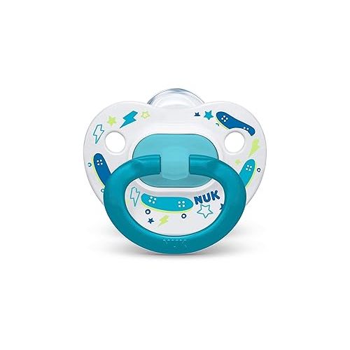 누크 NUK Orthodontic Pacifier Value Pack, Boy, 6-18 Months, 3-Pack