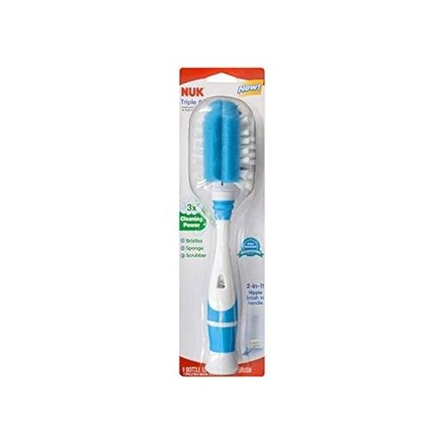 누크 NUK Triple Action Baby Bottle Brush with Built-in Bottle Nipple Brush