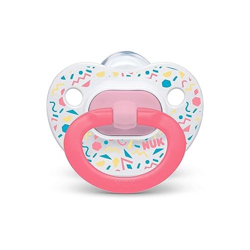 누크 NUK Orthodontic Pacifier Value Pack, Girl, 6-18 Months,3 Count (Pack of 1)