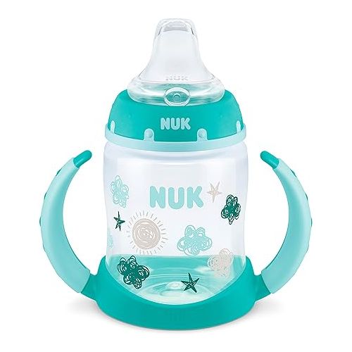 누크 NUK Learner Cup, 5 Oz, 2-Pack, Clouds & Stars - BPA Free, Spill Proof Sippy Cup