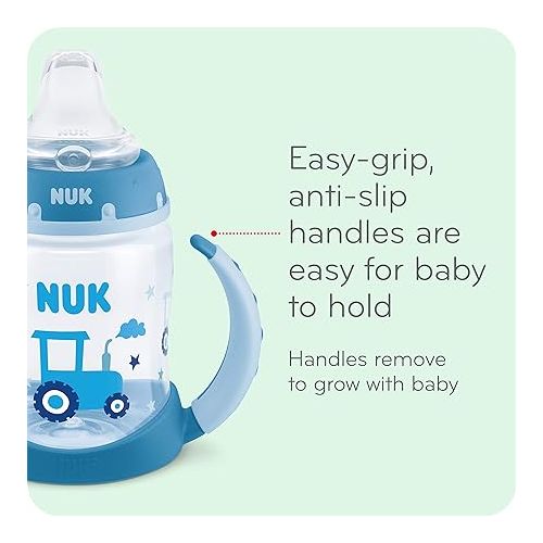 누크 NUK Learner Cup, 5 Oz, 2-Pack, Clouds & Stars - BPA Free, Spill Proof Sippy Cup