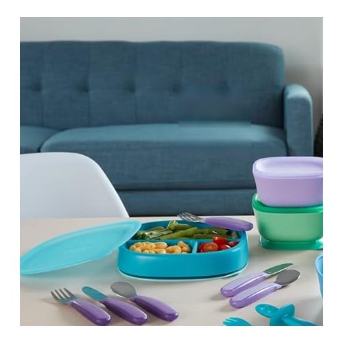 누크 NUK Kiddy Cutlery Spoons, 3 Pack, 18+ Months Purple & Green (Purple & Green)