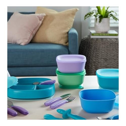 누크 NUK Kiddy Cutlery Spoons, 3 Pack, 18+ Months Purple & Green (Purple & Green)