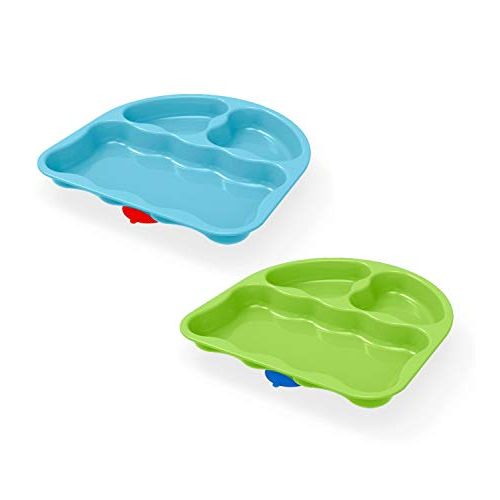 누크 [아마존베스트]First Essentials by NUK Tri-Suction Plates, Assorted Colors, 2-Pack