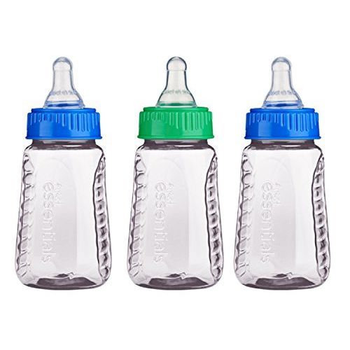 누크 NUK First Essentials 5-Ounce Clear View Bottles, Slow Flow with Gerber First Essential 6 Pack Silicone Nipples, Slow Flow