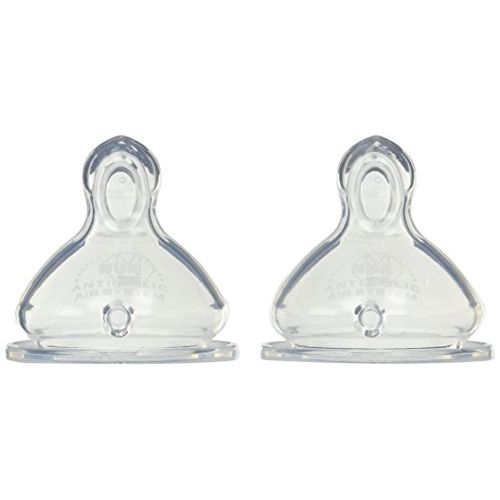 누크 NUK Wide Neck Silicone Nipple, Medium Flow, Size 1, 2-Count (1 Package)