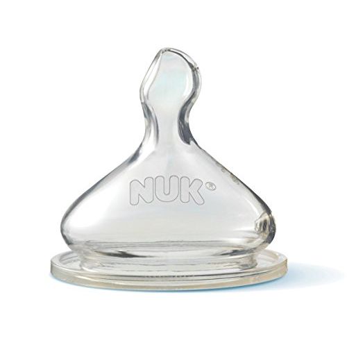 누크 NUK Wide Neck Silicone Nipple, Medium Flow, Size 1, 2-Count (1 Package)