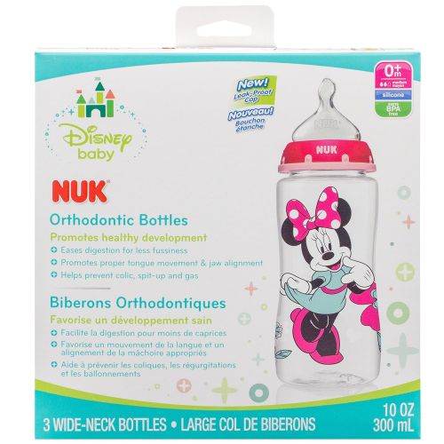 누크 NUK Disney Baby Bottle, Minnie Mouse, 10oz 3pk