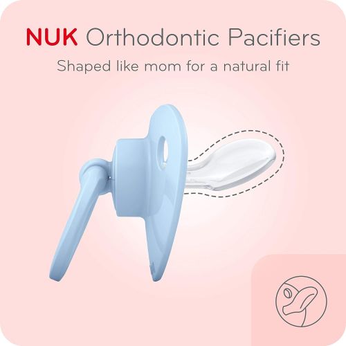 누크 NUK Orthodontic Pacifier, 6-18 Months, 2-Pack, Baby Boys