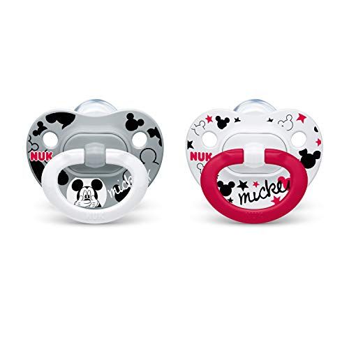 누크 NUK Disney Mickey Mouse Orthodontic Pacifiers, 0-6 Months, 2-Pack