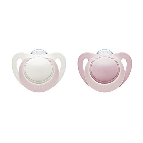 누크 NUK Newborn Orthodontic Pacifiers, Girl, 0-2 Months, 2-Pack