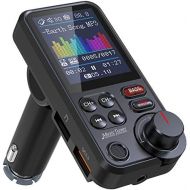 [아마존베스트]-Service-Informationen Nulaxy KM30 Bluetooth Adapter Car, Strong Microphone FM Transmitter Car Bluetooth with 1.8 Inch Colour Screen for Hands-Free Calls, Supports QC3.0 Charging, Treble and Bass Music P