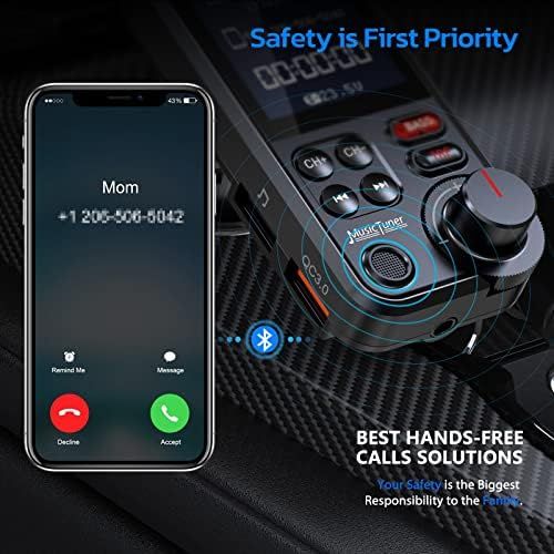  [아마존베스트]-Service-Informationen Nulaxy KM30 Bluetooth Adapter Car, Strong Microphone FM Transmitter Car Bluetooth with 1.8 Inch Colour Screen for Hands-Free Calls, Supports QC3.0 Charging, Treble and Bass Music P