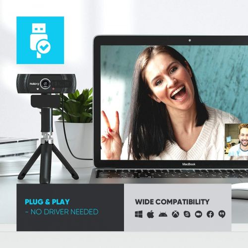  [아마존베스트]NULAXY C900 FHD 1080p Webcam with Microphone and Data Protection Cover, Plug & Play, Laptop / PC Webcam for Video Streaming, Conferences, Games, Compatible with Windows / Linux / M