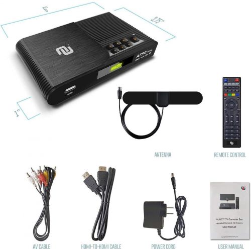  [아마존베스트]NUNET TV Converter Box Digital to Analog ATSC Streaming Media Players VHF/UHF HD TV Box PVR DVR Recorder w. 35 Miles Over The Air Antenna, Upgraded Remote w. TV Control Buttons (20