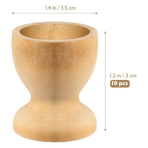  Wooden Egg Cup Holders, Unfinished Wooden Egg Cups Set for Craft Easter Birthday Shower Party Supplies, 10pcs- 1.2 x 1.4