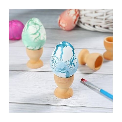  NUOBESTY Wooden Egg Cup Holders, Unfinished Wooden Egg Cups Set for Kids Craft Easter Birthday Baby Shower Party Supplies, 10pcs- 1.2 x 1.4