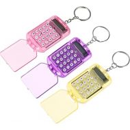 NUOBESTY 3pcs Pocket Calculator Key Ring Tiny Small Portable Mini Electronic Calculator for Home Students (Random Color)