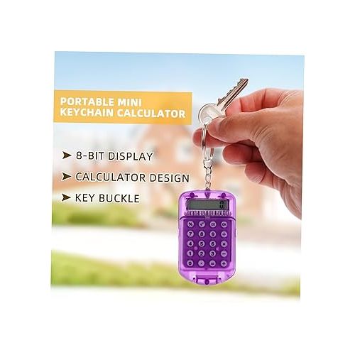  NUOBESTY 3pcs Pocket Calculator Key Ring Tiny Small Portable Mini Electronic Calculator for Home Students (Random Color)