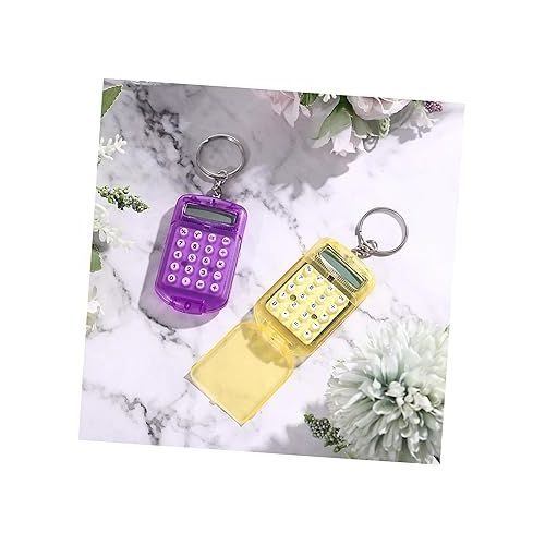  NUOBESTY 3pcs Pocket Calculator Key Ring Tiny Small Portable Mini Electronic Calculator for Home Students (Random Color)