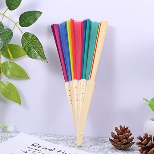  [아마존베스트]NUOBESTY Rainbow Folding Fan Colourful Hand Fan for Theme Party Festival Dance Performance Prop Decoration 21 cm Bamboo, 164JNW20324AU31G5A185CI